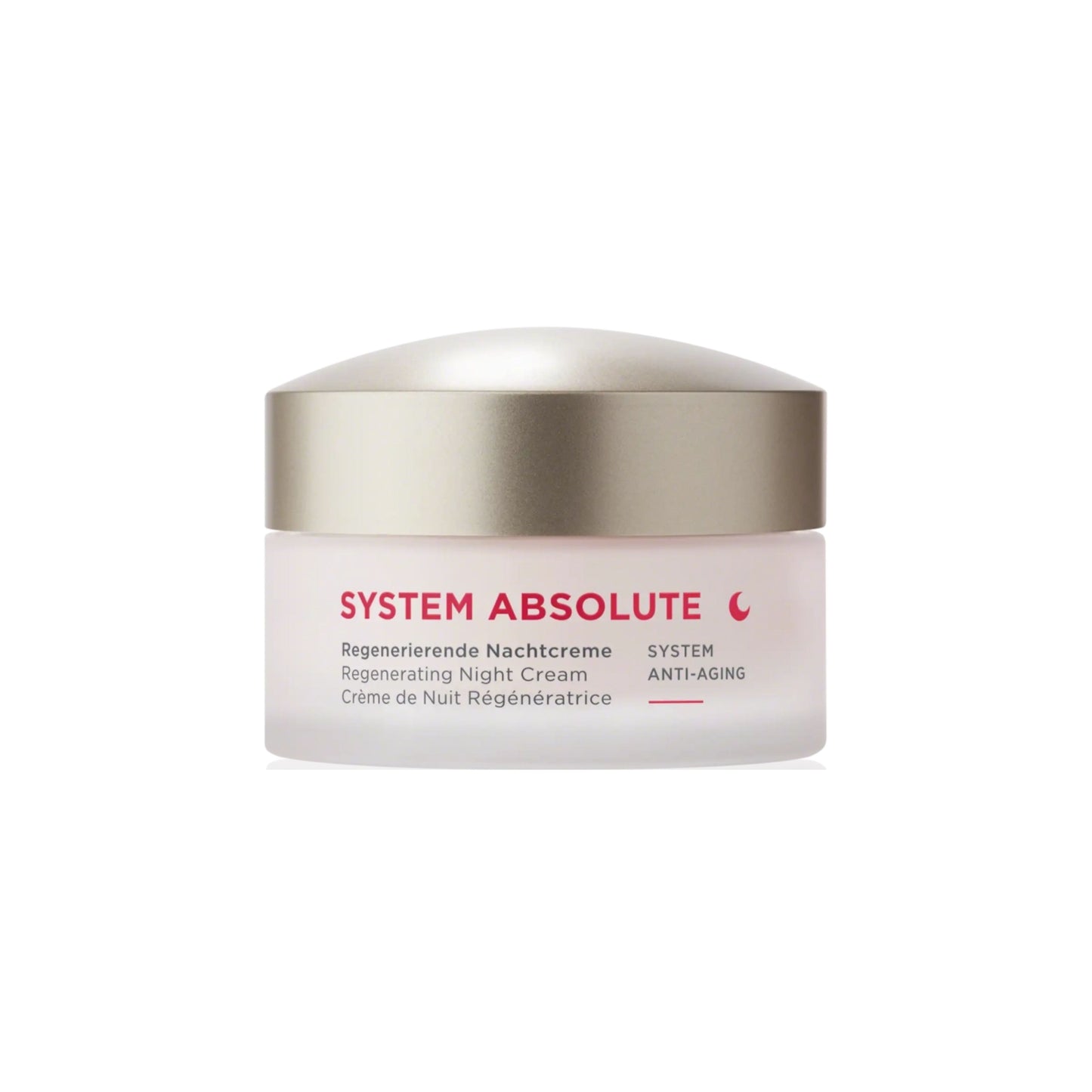 SYSTEM ABSOLUTE Crème de Nuit Régénératrice est une formule nourrissante et anti-âge qui raffermit et régénère la peau pendant la nuit, disponible chez KAMS PARIS.