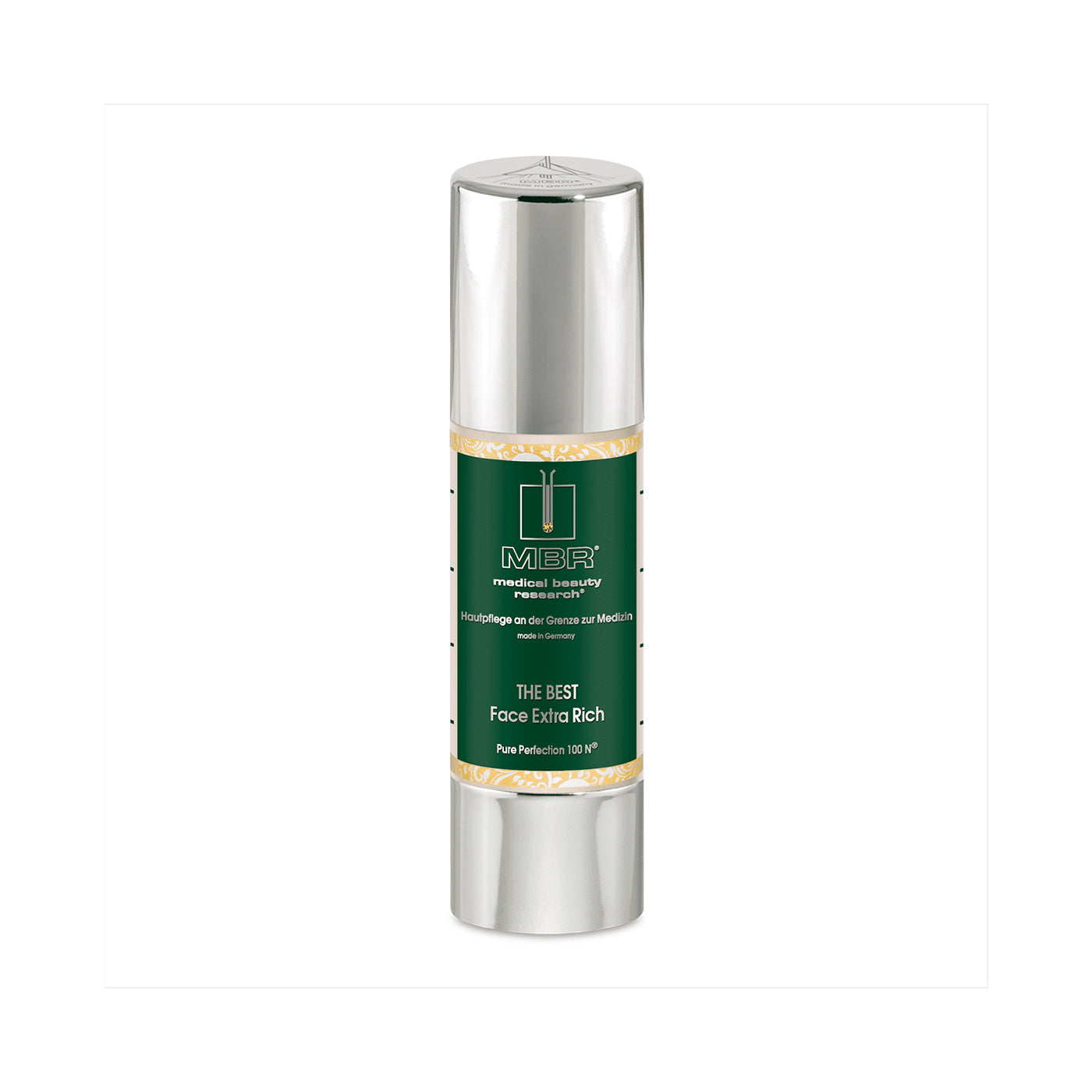 THE BEST Face Extra Rich de MBR est une crème nourrissante anti-âge ultra-riche qui raffermit, hydrate et lisse visiblement les rides.
