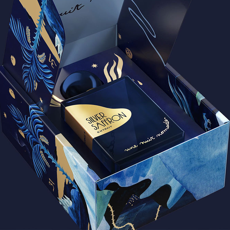 Silver Saffron, un extrait de parfum oriental, extrait et cuiré de la maison française UNE NUIT NOMADE, à retrouver dans la parfumerie de niche KAMS PARIS