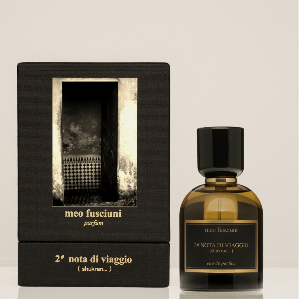 Shukran, un parfum aromatique et gourmand de la marque italienne MEO FUSCIUNI qui sent le thé à la menthe, à retrouver dans la parfumerie de niche KAMS PARIS