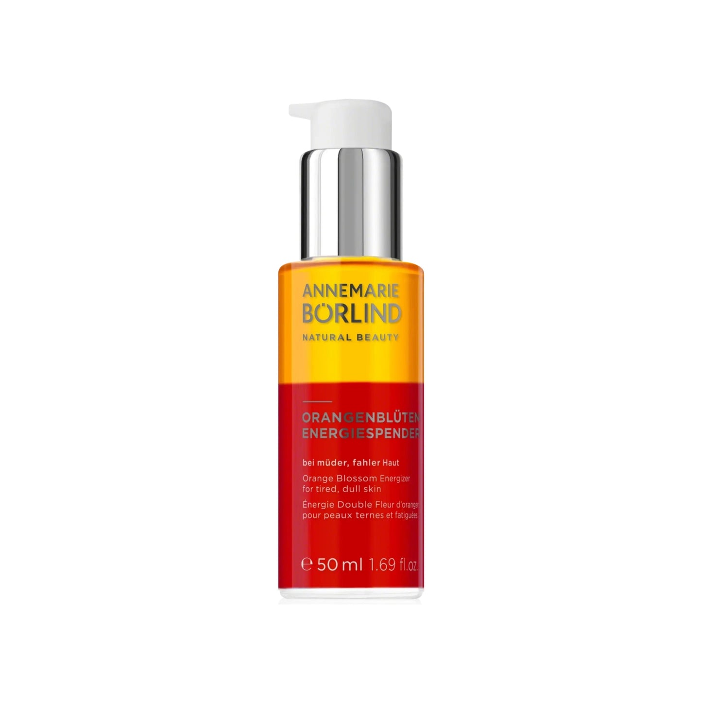ÉNERGIE DOUBLE FLEUR D’ORANGER Soin biphasé revitalise la peau fatiguée grâce à l'action combinée des huiles de jojoba et de noix de macadamia