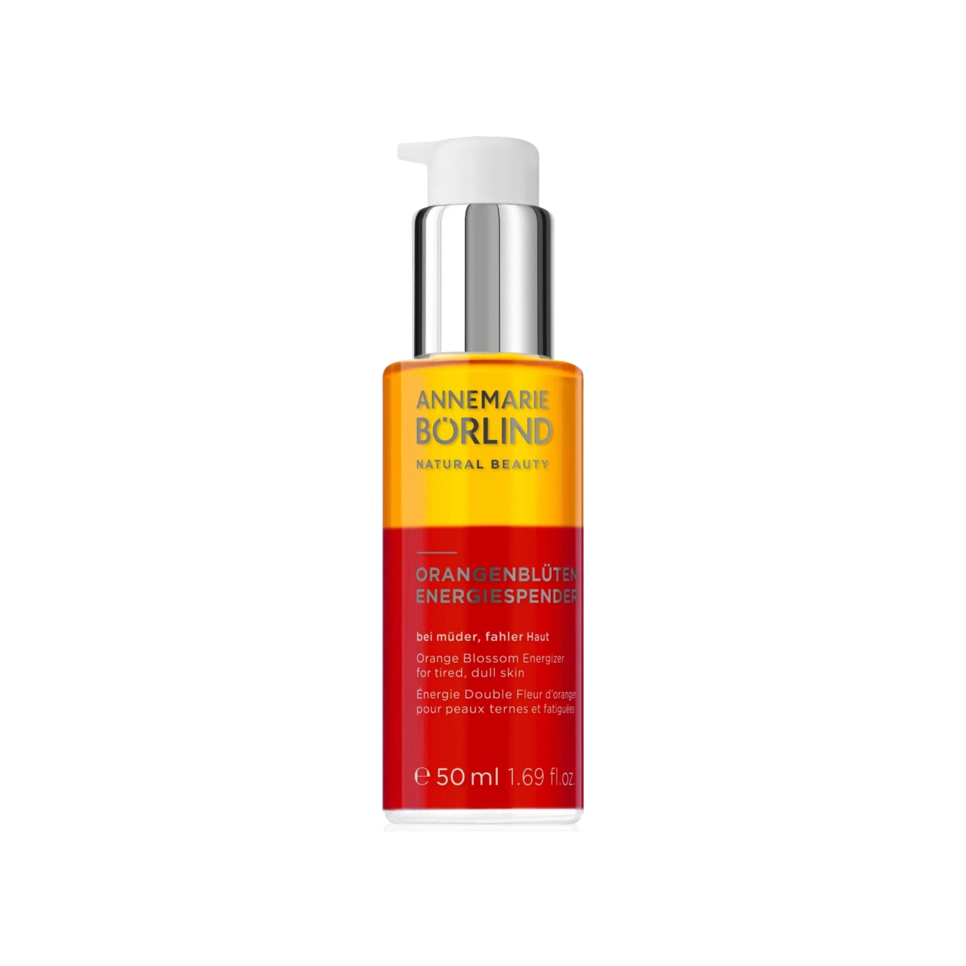 ÉNERGIE DOUBLE FLEUR D’ORANGER Soin biphasé revitalise la peau fatiguée grâce à l'action combinée des huiles de jojoba et de noix de macadamia